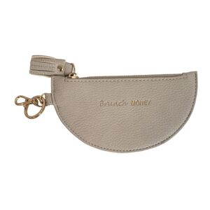 Gray Half Moon Change Purse says Brunch Money with key ring and hook